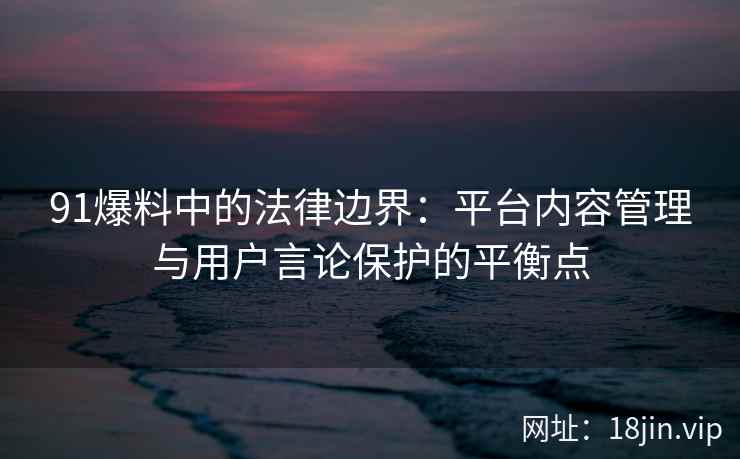 91爆料中的法律边界：平台内容管理与用户言论保护的平衡点